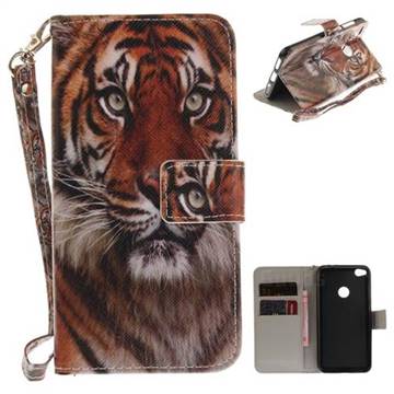 Siberian Tiger Hand Strap Leather Wallet Case for Huawei P8 Lite 2017 / P9 Honor 8 Nova Lite