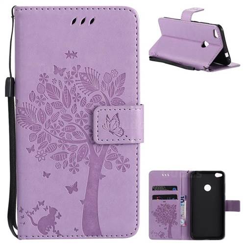 Embossing Butterfly Tree Leather Wallet Case for Huawei P8 Lite 2017 / P9 Honor 8 Nova Lite - Violet