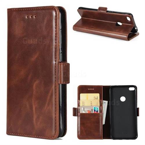 Luxury Crazy Horse PU Leather Wallet Case for Huawei P8 Lite 2017 / P9 Honor 8 Nova Lite - Coffee