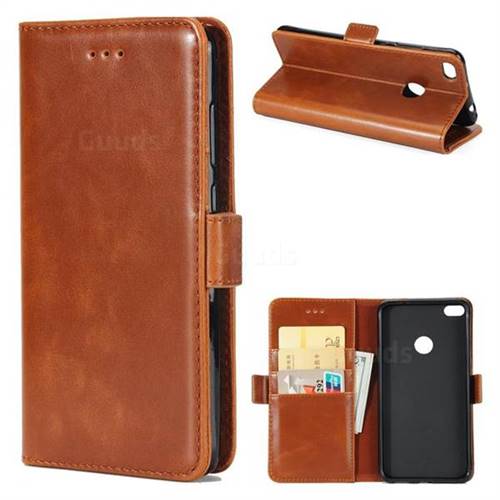 Luxury Crazy Horse PU Leather Wallet Case for Huawei P8 Lite 2017 / P9 Honor 8 Nova Lite - Brown