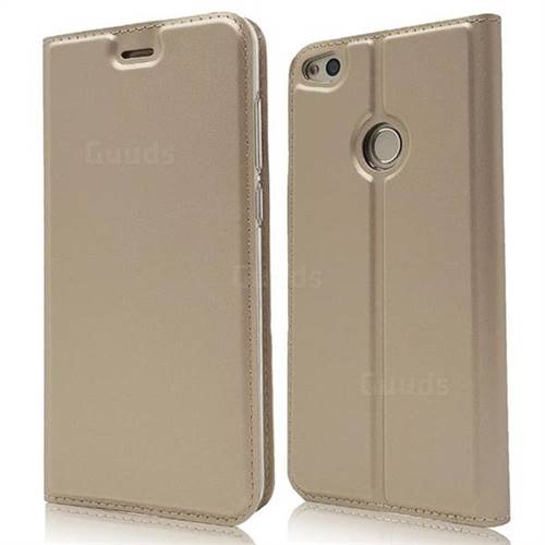 Ultra Slim Card Magnetic Automatic Suction Leather Wallet Case for Huawei P8 Lite 2017 / P9 Honor 8 Nova Lite - Champagne