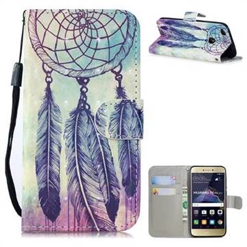 Feather Wind Chimes 3D Painted Leather Wallet Phone Case for Huawei P8 Lite 2017 / P9 Honor 8 Nova Lite