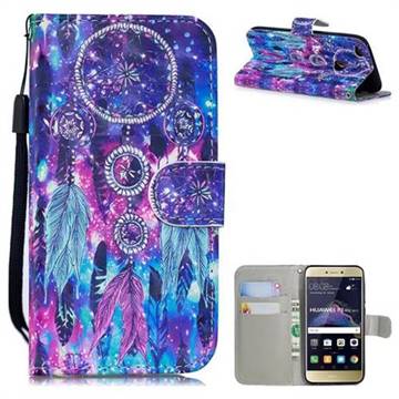 Star Wind Chimes 3D Painted Leather Wallet Phone Case for Huawei P8 Lite 2017 / P9 Honor 8 Nova Lite