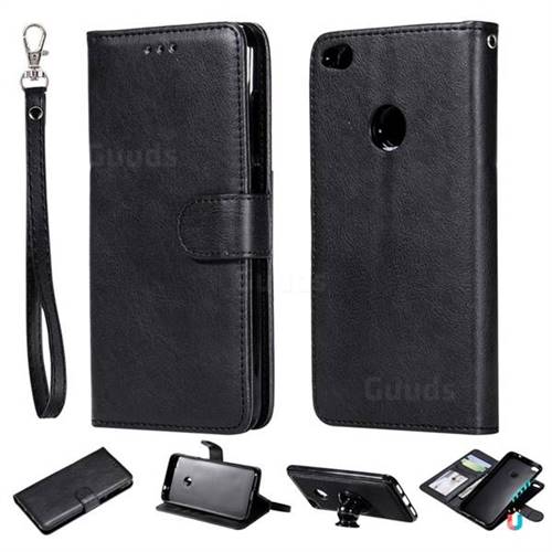 Retro Greek Detachable Magnetic PU Leather Wallet Phone Case for Huawei P8 Lite 2017 / P9 Honor 8 Nova Lite - Black