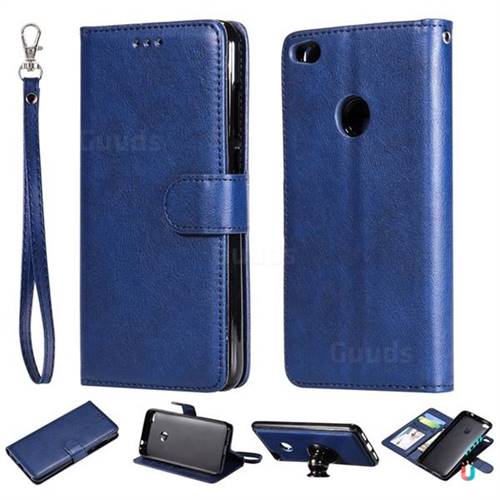 Retro Greek Detachable Magnetic PU Leather Wallet Phone Case for Huawei P8 Lite 2017 / P9 Honor 8 Nova Lite - Blue