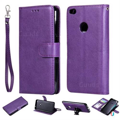 Retro Greek Detachable Magnetic PU Leather Wallet Phone Case for Huawei P8 Lite 2017 / P9 Honor 8 Nova Lite - Purple