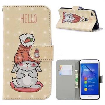 Hello Rabbit 3D Painted Leather Phone Wallet Case for Huawei P8 Lite 2017 / P9 Honor 8 Nova Lite