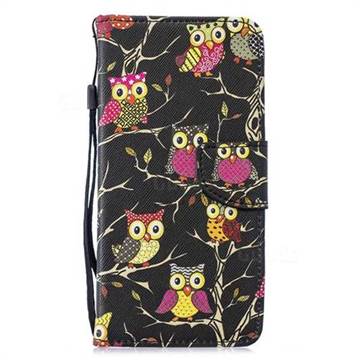 Tree Owls PU Leather Wallet Phone Case for Huawei P8 Lite 2017 / P9 Honor 8 Nova Lite