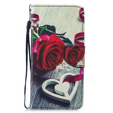 Heart Rose PU Leather Wallet Phone Case for Huawei P8 Lite 2017 / P9 Honor 8 Nova Lite