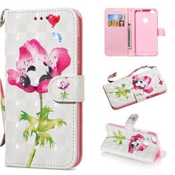 Flower Panda 3D Painted Leather Wallet Phone Case for Huawei P8 Lite 2017 / P9 Honor 8 Nova Lite