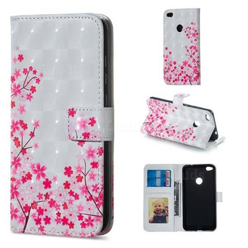 Cherry Blossom 3D Painted Leather Phone Wallet Case for Huawei P8 Lite 2017 / P9 Honor 8 Nova Lite