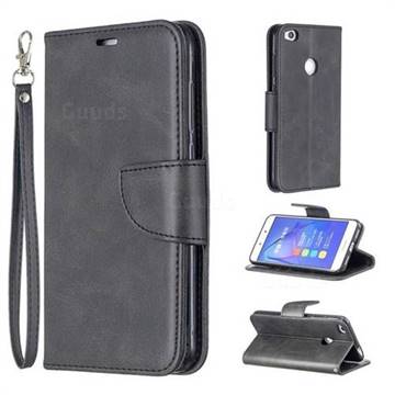 Classic Sheepskin PU Leather Phone Wallet Case for Huawei P8 Lite 2017 / P9 Honor 8 Nova Lite - Black