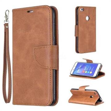 Classic Sheepskin PU Leather Phone Wallet Case for Huawei P8 Lite 2017 / P9 Honor 8 Nova Lite - Brown