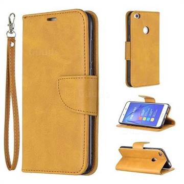 Classic Sheepskin PU Leather Phone Wallet Case for Huawei P8 Lite 2017 / P9 Honor 8 Nova Lite - Yellow