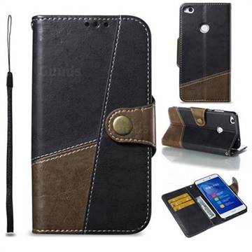 Retro Magnetic Stitching Wallet Flip Cover for Huawei P8 Lite 2017 / P9 Honor 8 Nova Lite - Dark Gray