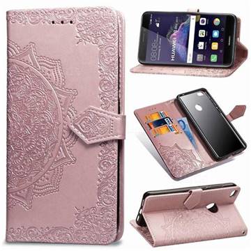 Embossing Imprint Mandala Flower Leather Wallet Case for Huawei P8 Lite 2017 / P9 Honor 8 Nova Lite - Rose Gold