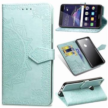Embossing Imprint Mandala Flower Leather Wallet Case for Huawei P8 Lite 2017 / P9 Honor 8 Nova Lite - Green