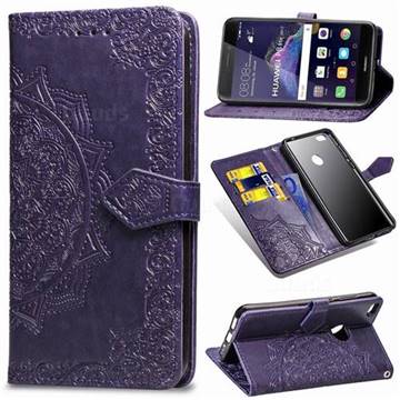 Embossing Imprint Mandala Flower Leather Wallet Case for Huawei P8 Lite 2017 / P9 Honor 8 Nova Lite - Purple