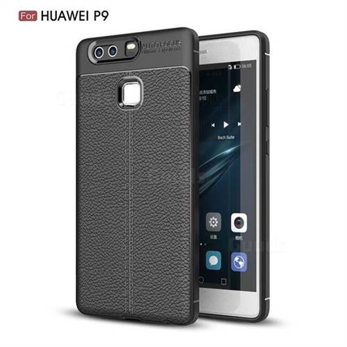 Luxury Auto Focus Litchi Texture Silicone TPU Back Cover for Huawei P9 - Black