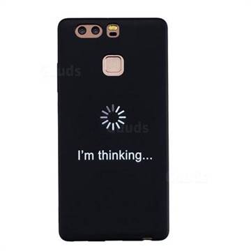 Thinking Stick Figure Matte Black TPU Phone Cover for Huawei P9