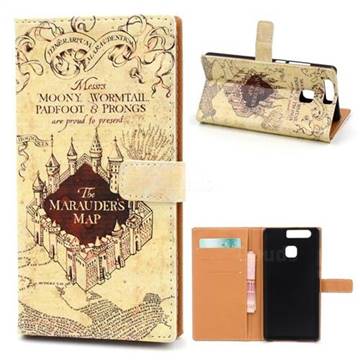 The Marauders Map Leather Wallet Case for Huawei P9