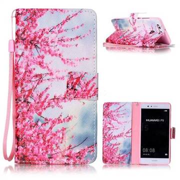 Plum Flower Leather Wallet Phone Case for Huawei P9