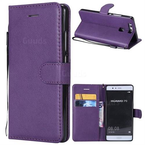 Retro Greek Classic Smooth PU Leather Wallet Phone Case for Huawei P9 - Purple