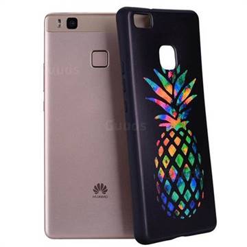 Colorful Pineapple 3D Embossed Relief Black Soft Back Cover for Huawei P9 Lite G9 Lite
