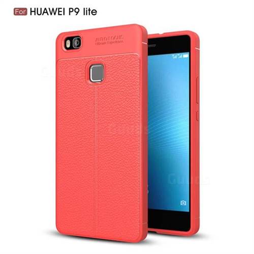 Luxury Auto Focus Litchi Texture Silicone TPU Back Cover for Huawei P9 Lite G9 Lite - Red