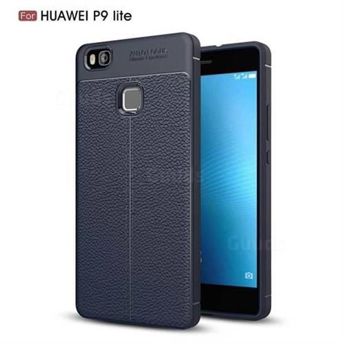 Luxury Auto Focus Litchi Texture Silicone TPU Back Cover for Huawei P9 Lite G9 Lite - Dark Blue