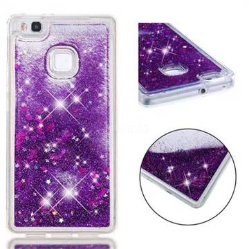 Dynamic Liquid Glitter Quicksand Sequins TPU Phone Case for Huawei P9 Lite G9 Lite - Purple