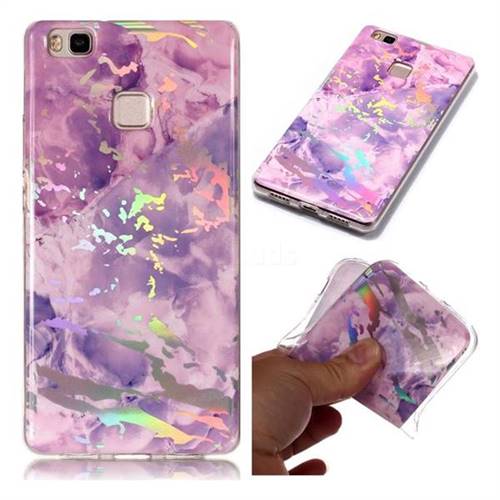 Purple Marble Pattern Bright Color Laser Soft TPU Case for Huawei P9 Lite G9 Lite