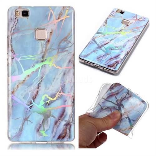 Light Blue Marble Pattern Bright Color Laser Soft TPU Case for Huawei P9 Lite G9 Lite