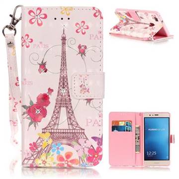 Butterfly Tower 3D Painted Leather Wallet Case for HuaWei P9 Lite G9 Lite
