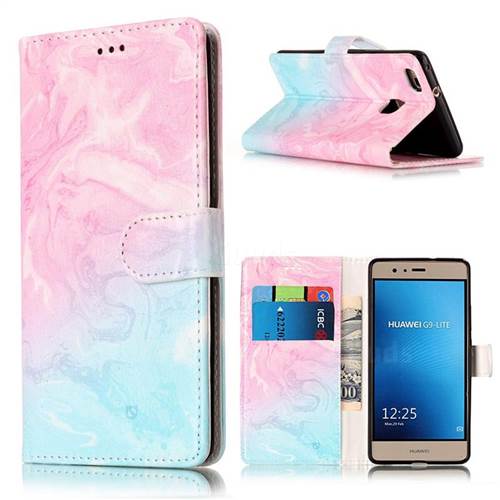 Pink Green Marble PU Leather Wallet Case for Huawei P9 Lite P9lite