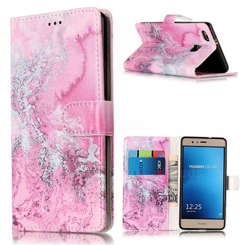 Pink Seawater PU Leather Wallet Case for Huawei P9 Lite P9lite