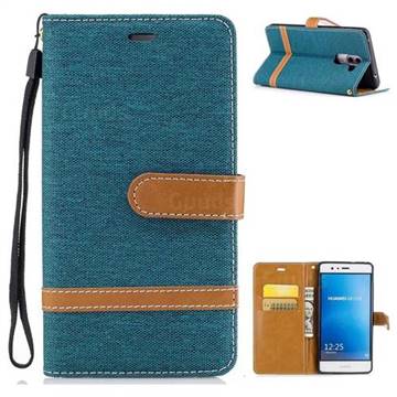 Jeans Cowboy Denim Leather Wallet Case for Huawei P9 Lite G9 Lite - Green