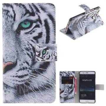 White Tiger PU Leather Wallet Case for Huawei P9 Lite G9 Lite