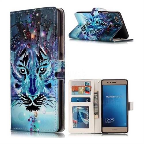 Ice Wolf 3D Relief Oil PU Leather Wallet Case for Huawei P9 Lite G9 Lite