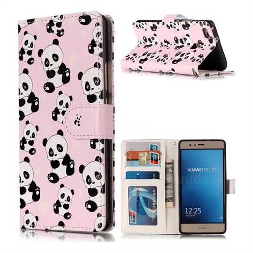 Cute Panda 3D Relief Oil PU Leather Wallet Case for Huawei P9 Lite G9 Lite