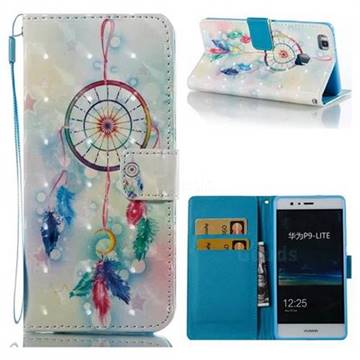 Feather Wind Chimes 3D Painted Leather Wallet Case for Huawei P9 Lite G9 Lite