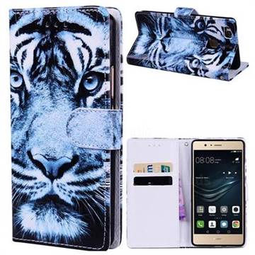 Snow Tiger 3D Relief Oil PU Leather Wallet Case for Huawei P9 Lite G9 Lite