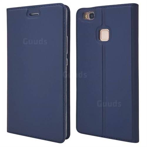 Ultra Slim Card Magnetic Automatic Suction Leather Wallet Case for Huawei P9 Lite G9 Lite - Royal Blue