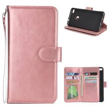 9 Card Photo Frame Smooth PU Leather Wallet Phone Case for Huawei P9 Lite G9 Lite - Rose Gold