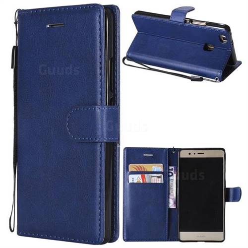 Retro Greek Classic Smooth PU Leather Wallet Phone Case for Huawei P9 Lite G9 Lite - Blue