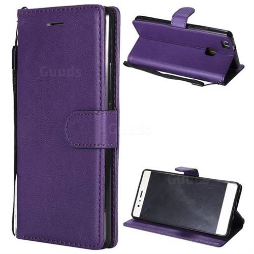 Retro Greek Classic Smooth PU Leather Wallet Phone Case for Huawei P9 Lite G9 Lite - Purple