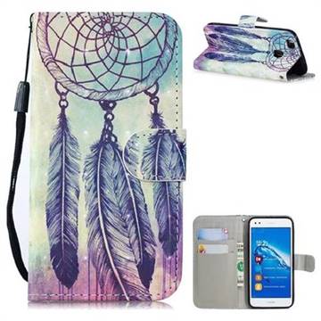 Feather Wind Chimes 3D Painted Leather Wallet Phone Case for Huawei P9 Lite G9 Lite