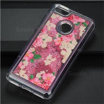 Rose Flower Glassy Glitter Quicksand Dynamic Liquid Soft Phone Case for Huawei P9 Lite Mini (Y6 Pro 2017)