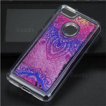 Blue and White Glassy Glitter Quicksand Dynamic Liquid Soft Phone Case for Huawei P9 Lite Mini (Y6 Pro 2017)
