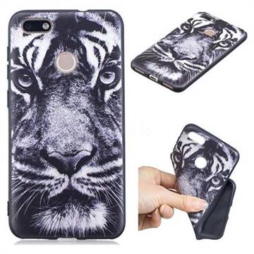 White Tiger 3D Embossed Relief Black TPU Cell Phone Back Cover for Huawei P9 Lite Mini (Y6 Pro 2017)
